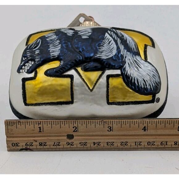 Slavic Treasures Glasscots Michigan Wolverines Wolverine Ornament Hand Blown - Picture 8 of 8